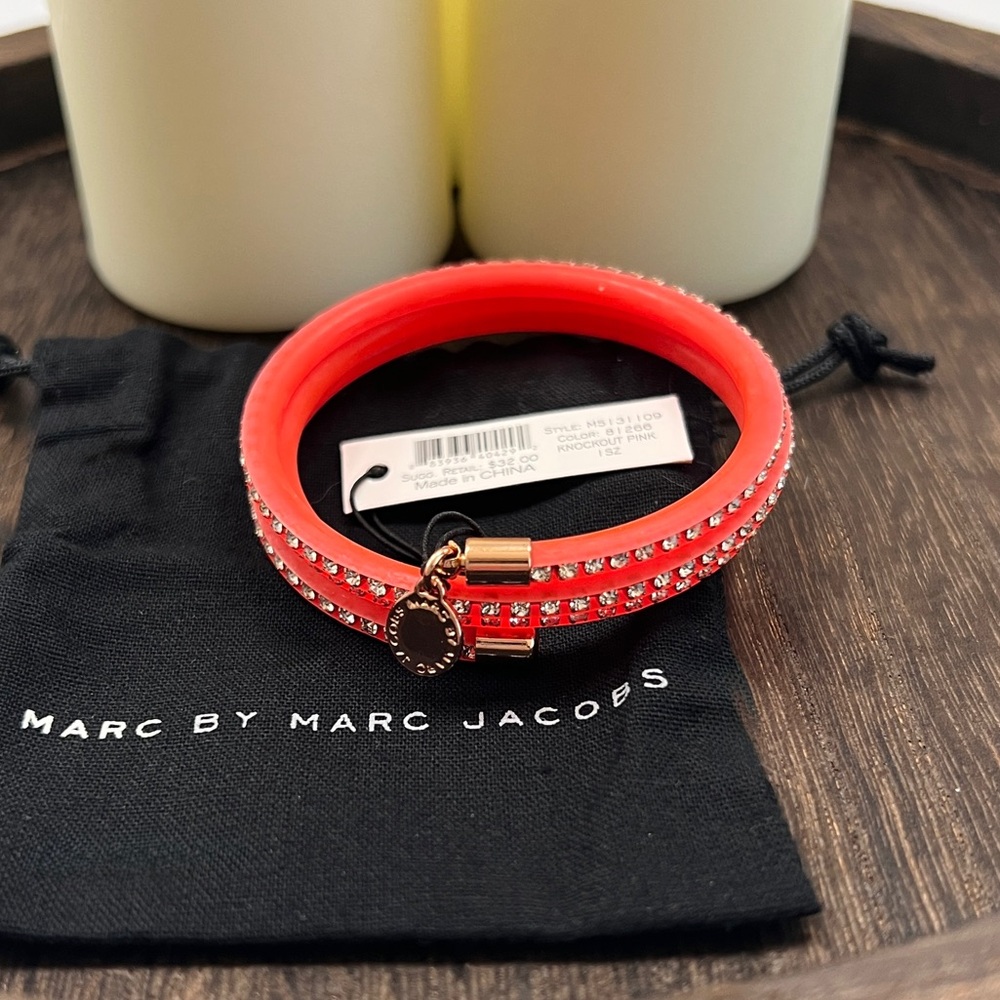NWT Marc by Marc Jacobs Wrap Bracelet - Knockout Pink with Rhinestones